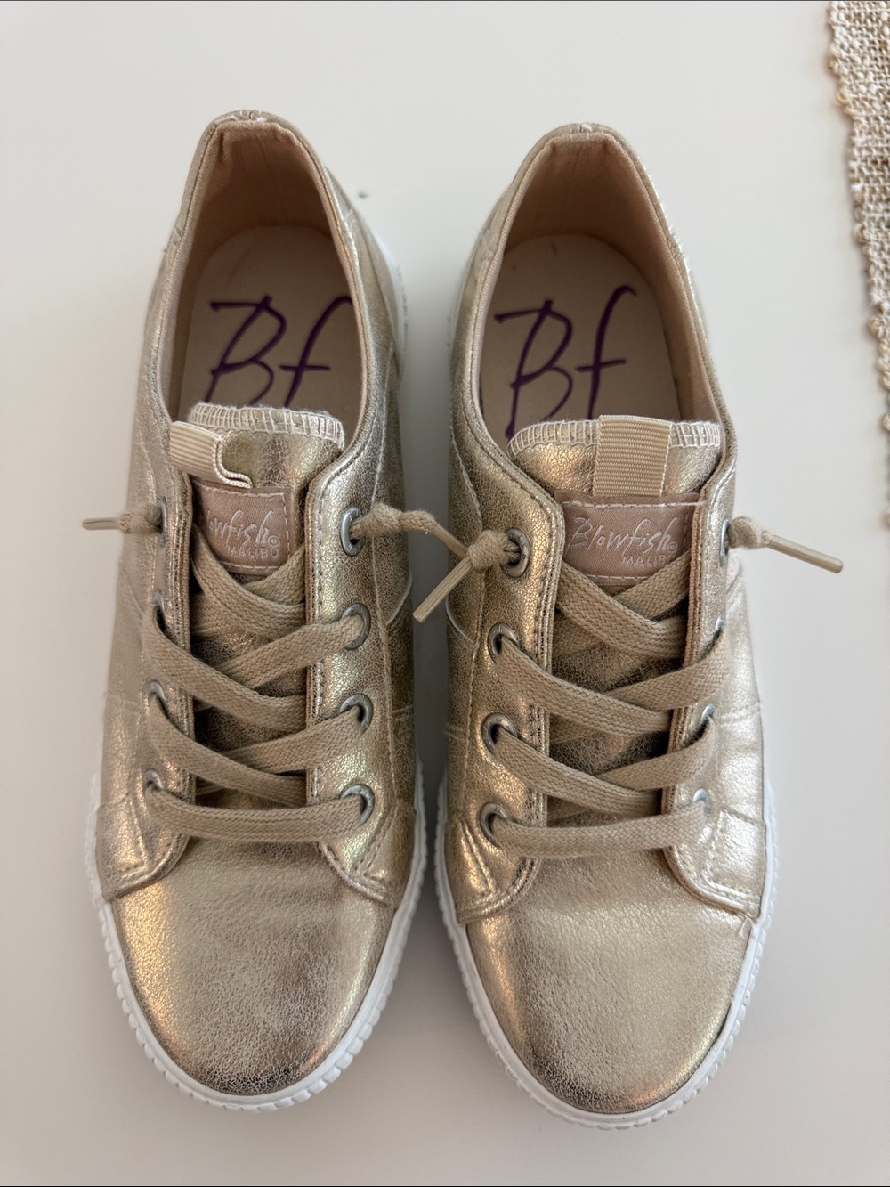 Blowfish Metallic Gold Low-Top Lace Sneakers